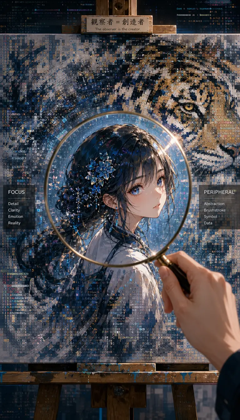 Pintura digital cambiante moldeada por la percepción humana enfocada