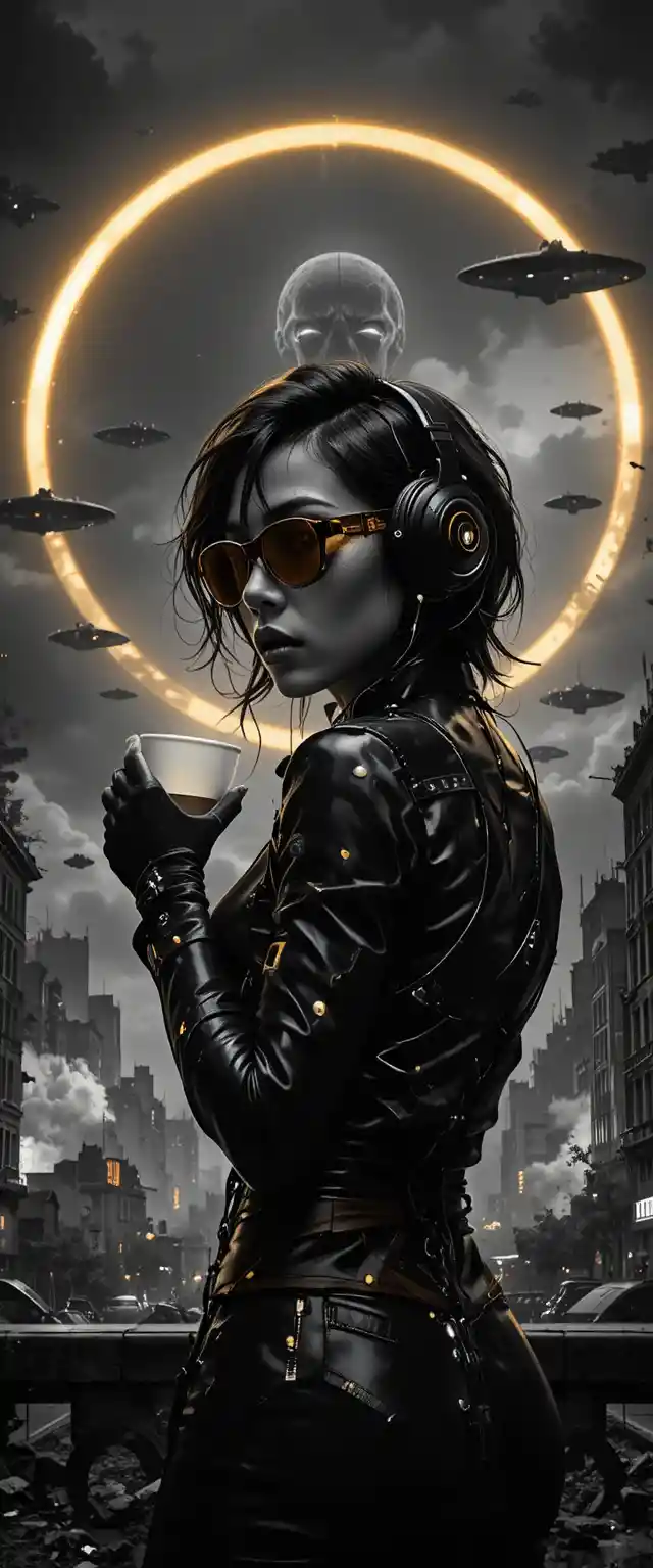 Cyberpunk fashion woman posing in a neutral studio background