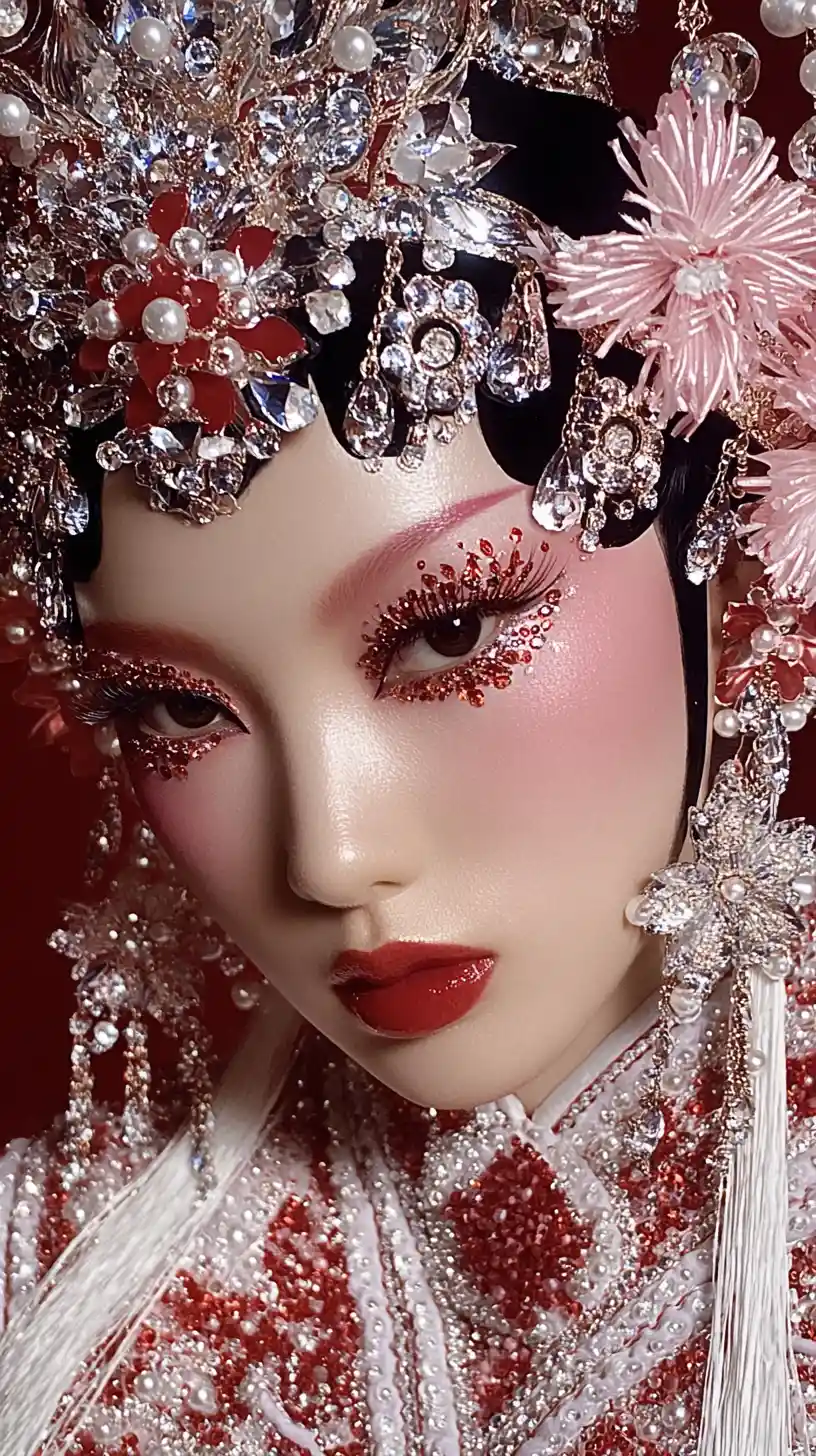 Illustrazione di donna asiatica in costume tradizionale dell’opera cinese