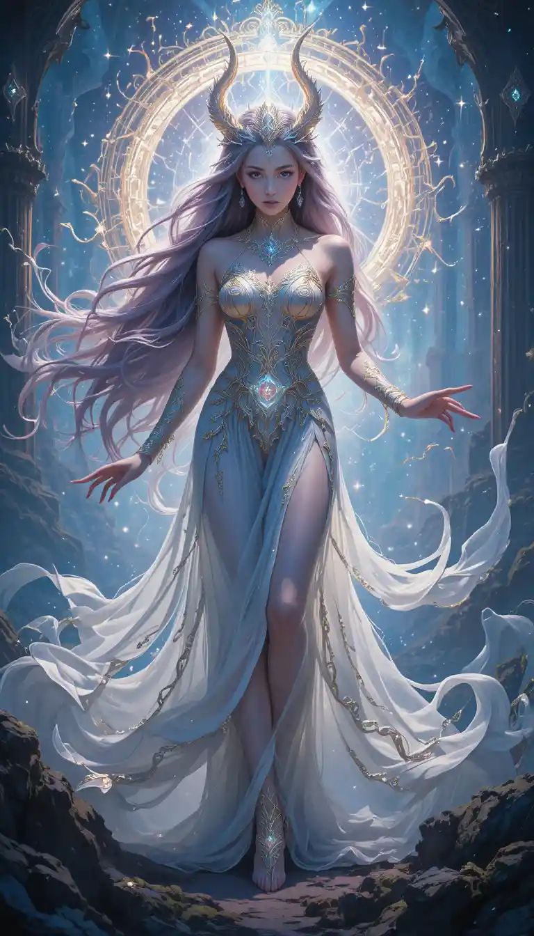 Middle aged mermaid woman in a magical anime underwater world