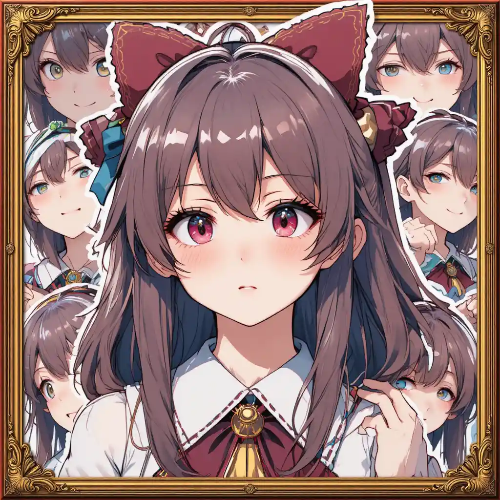 Collage de pegatinas de anime con expresiones de retrato de Rumiya