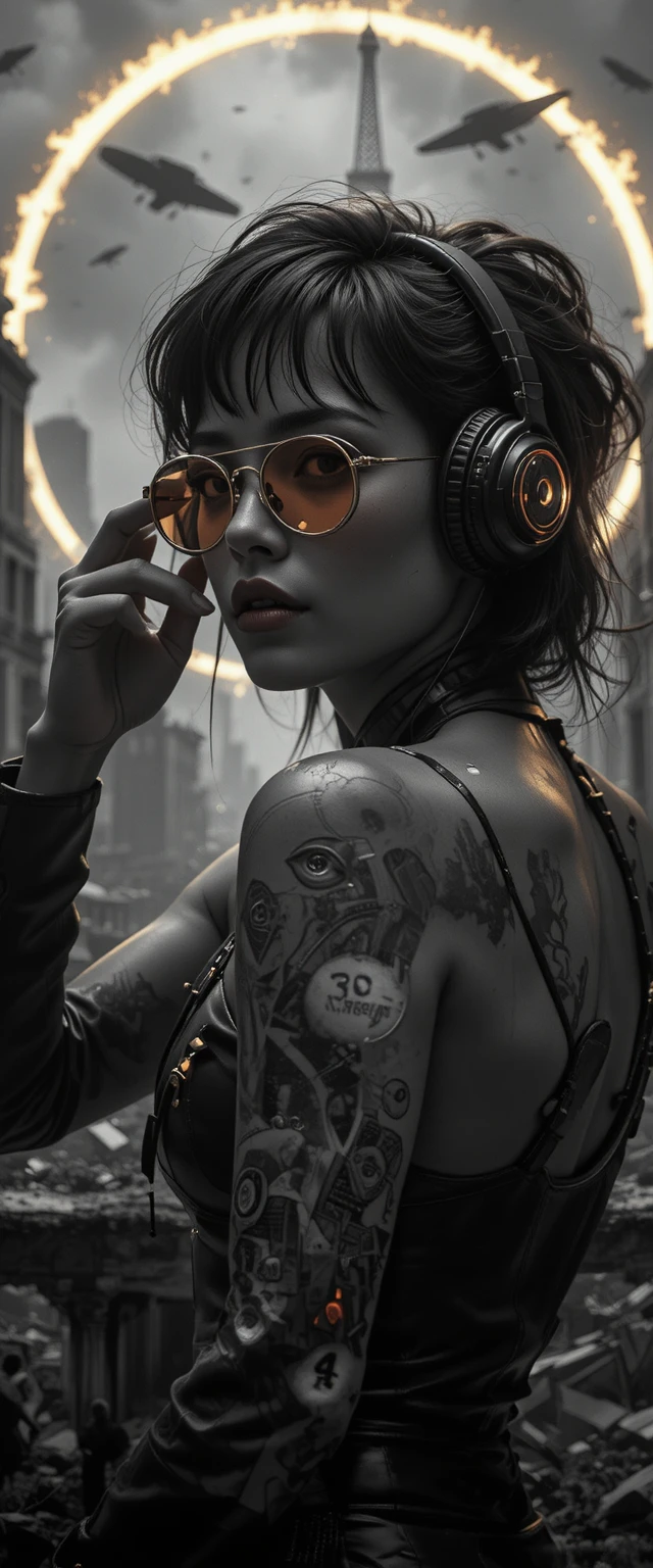 Cyberpunk supergirl fashion portrait in studio setting
