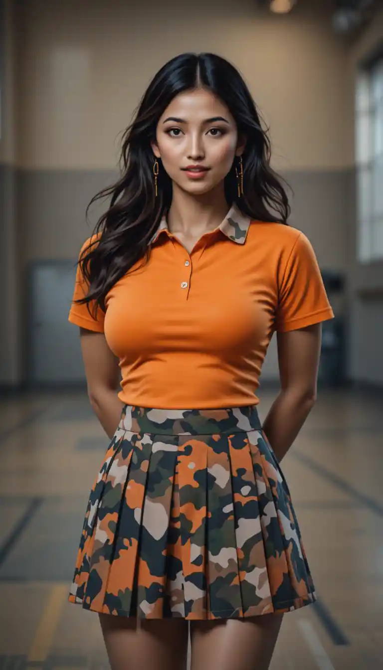 体育館での女性のナチュラルなクローズアップポートレート