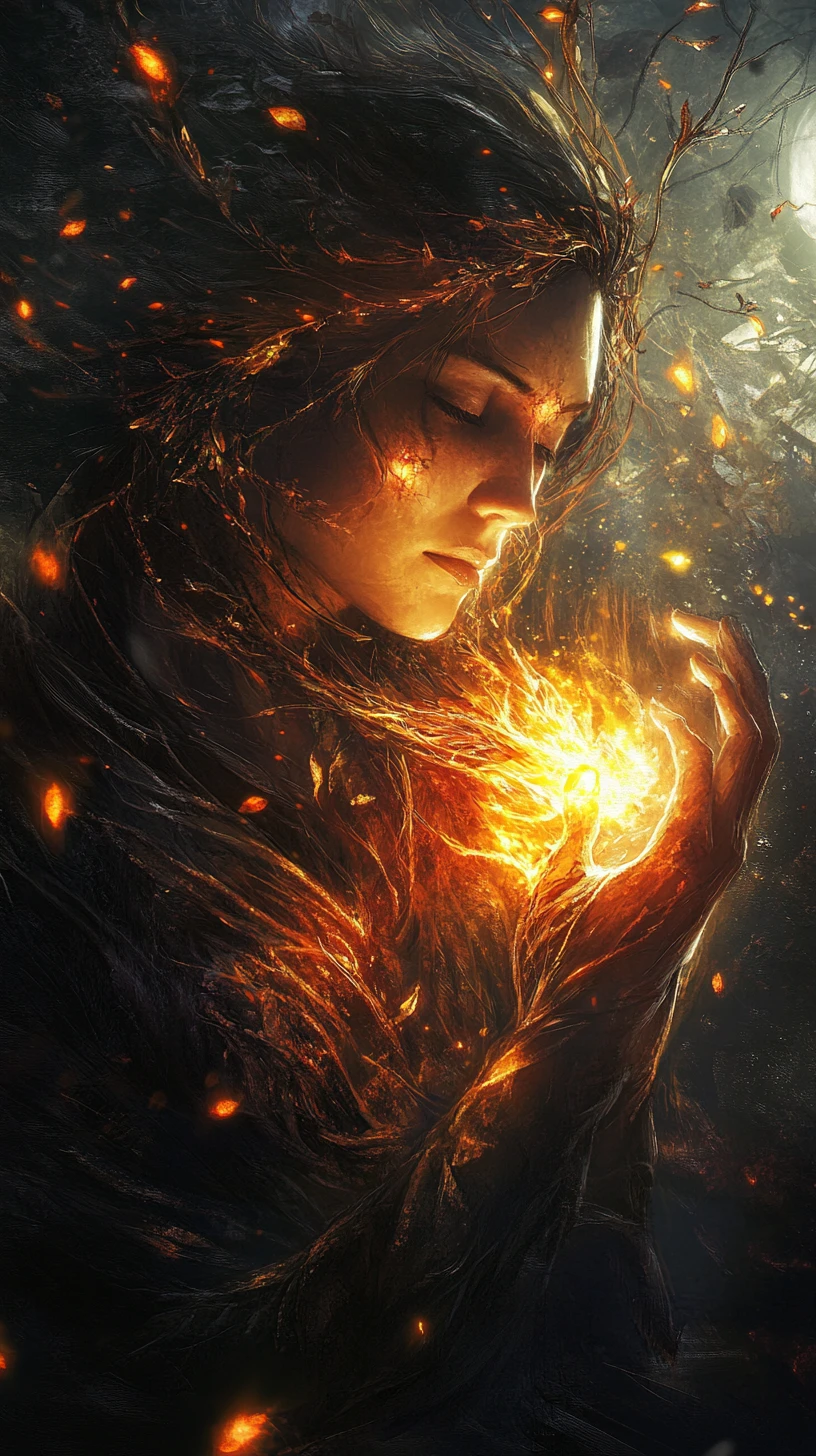 Selbstbewusstes inneres Licht und Feuer, das von innen strahlt