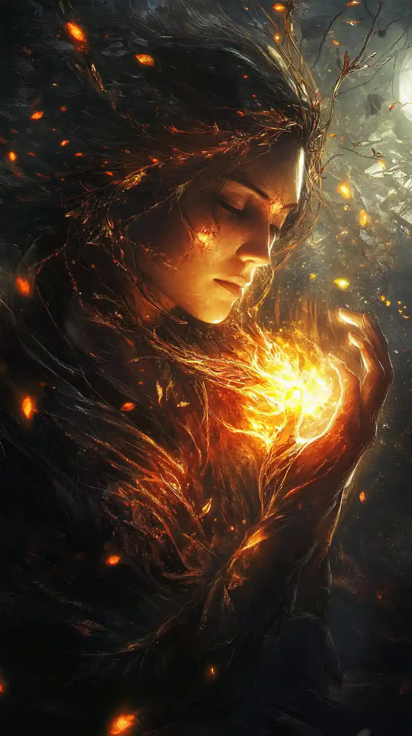 Confident inner light and fire shining within