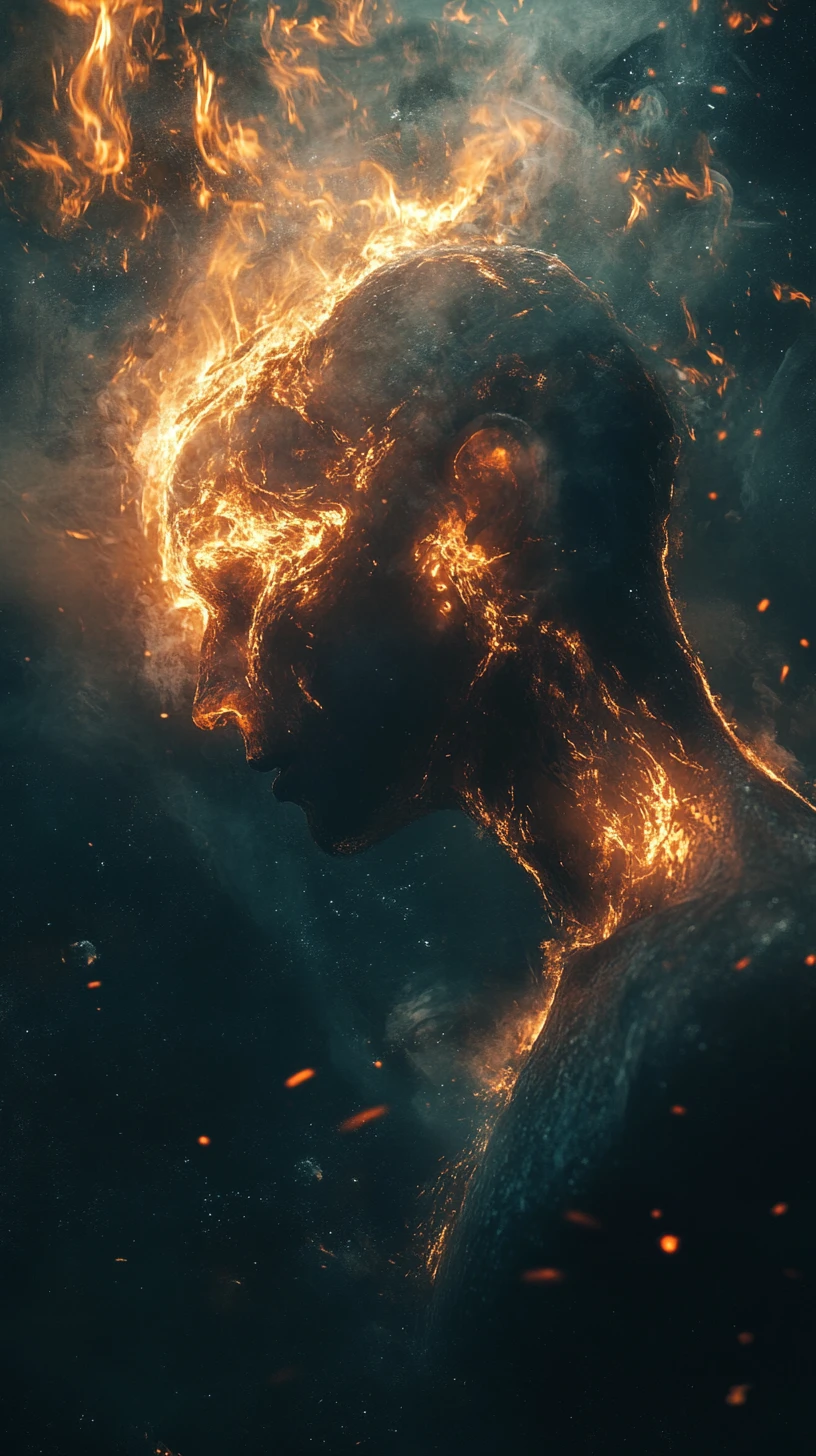 Confident soul glowing with unwavering inner light and fire