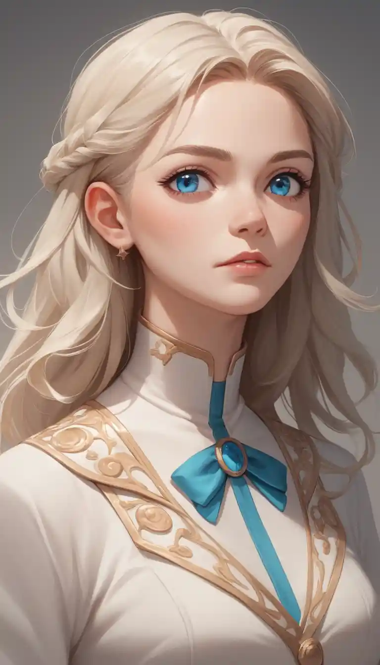 Confident Anime Heroine With Blue Eyes And Platinum Hair