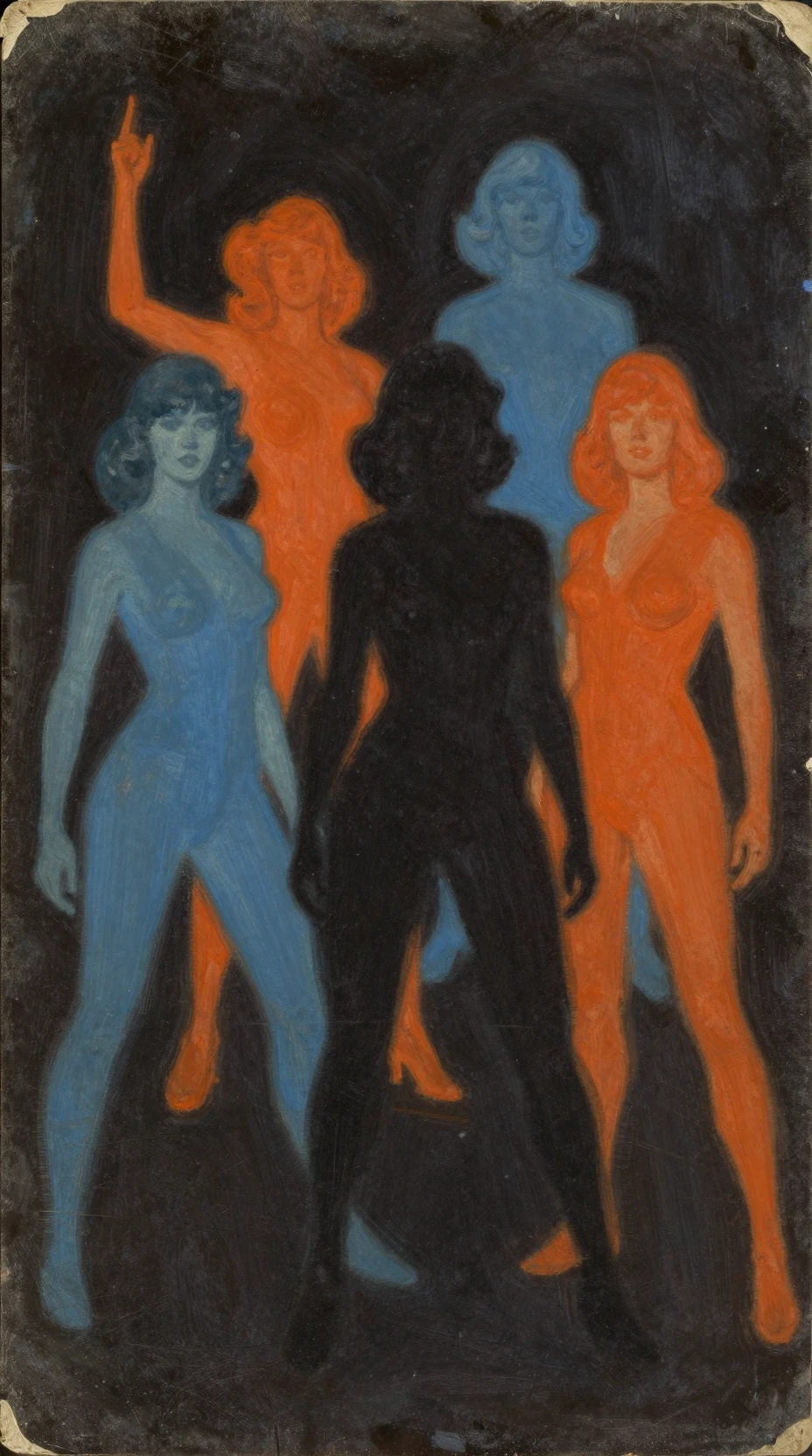 Four heroic women adventurers on a retro cosmic book cover