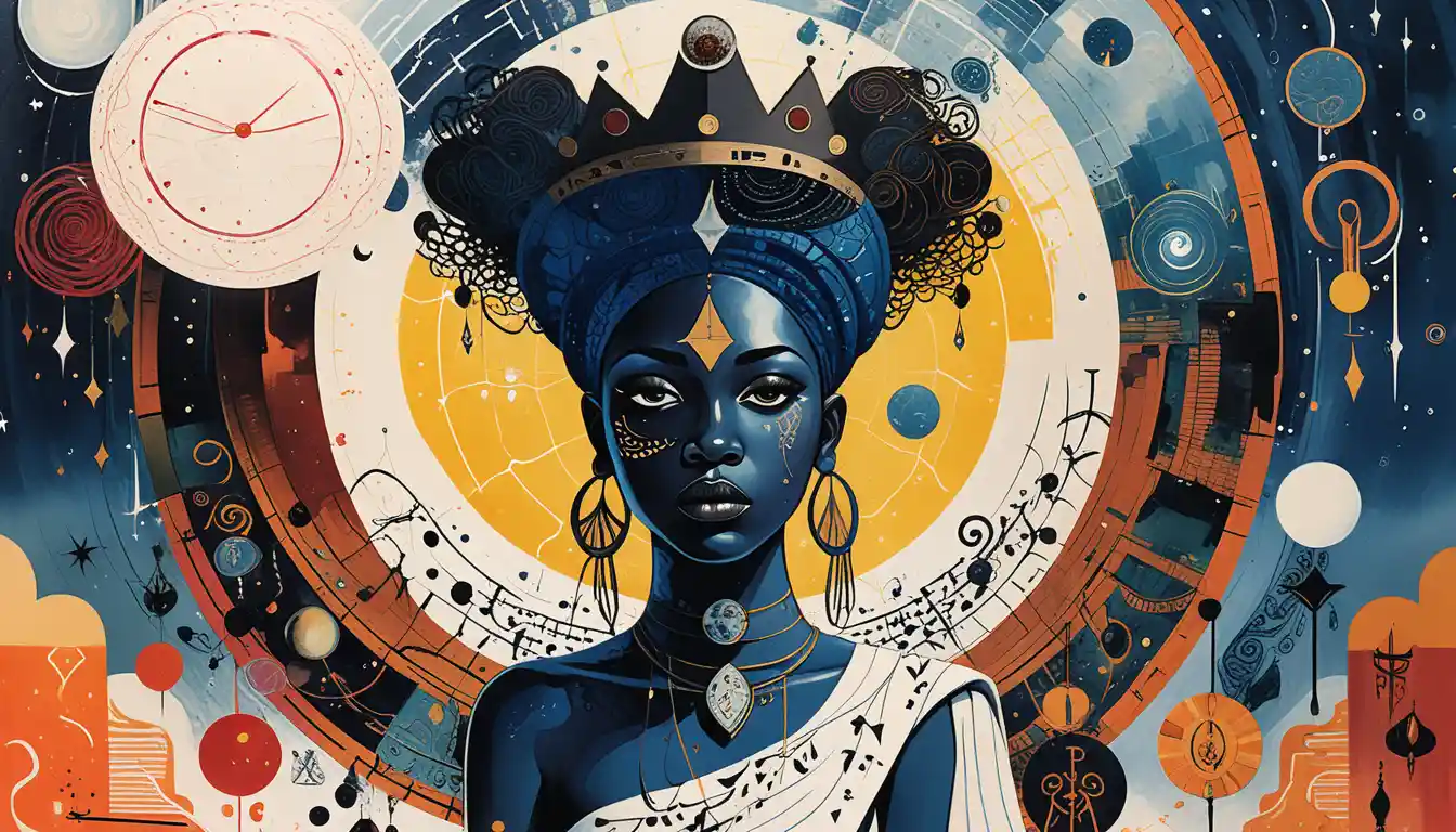 Surreal portrait of a black dreamkeeper in jewel toned light
