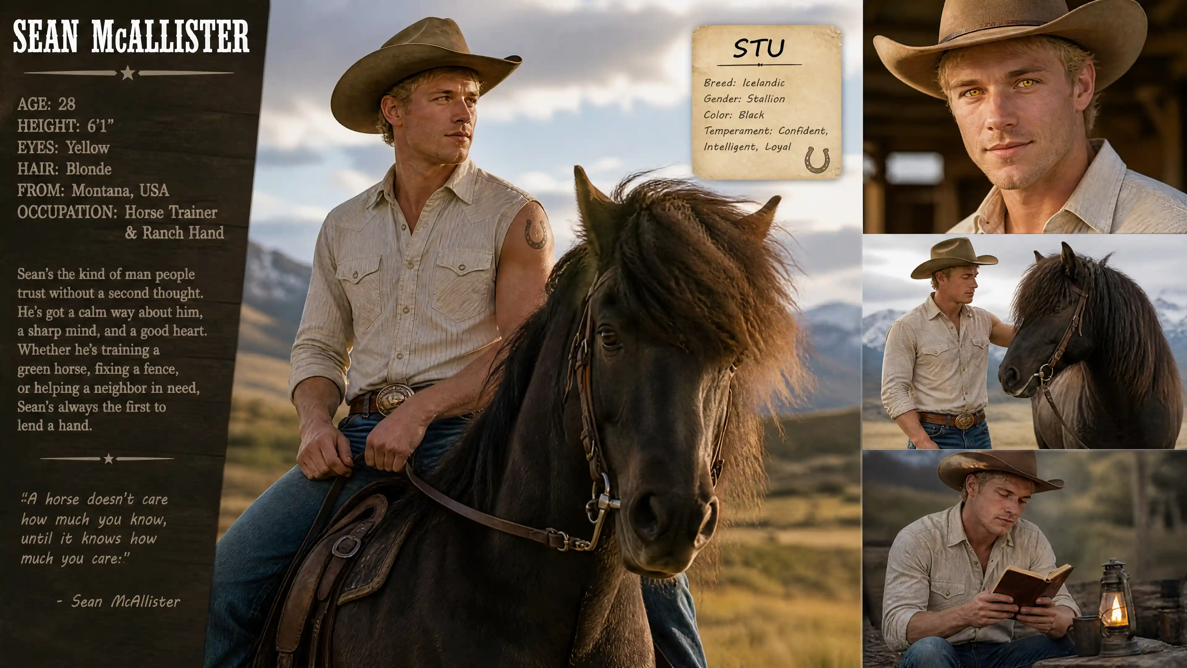 Cowboy Riding An Icelandic Horse Across Open Countryside
