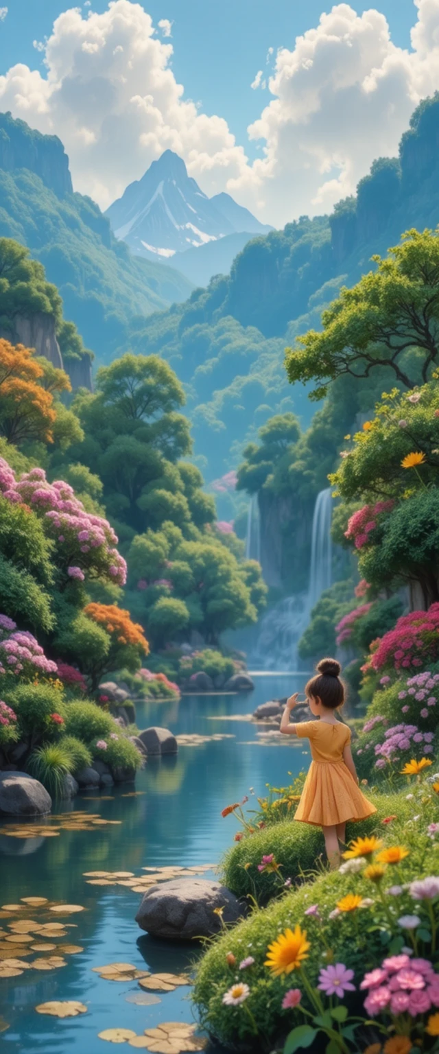 Miniature fantasy landscape in soft painterly Pixar style