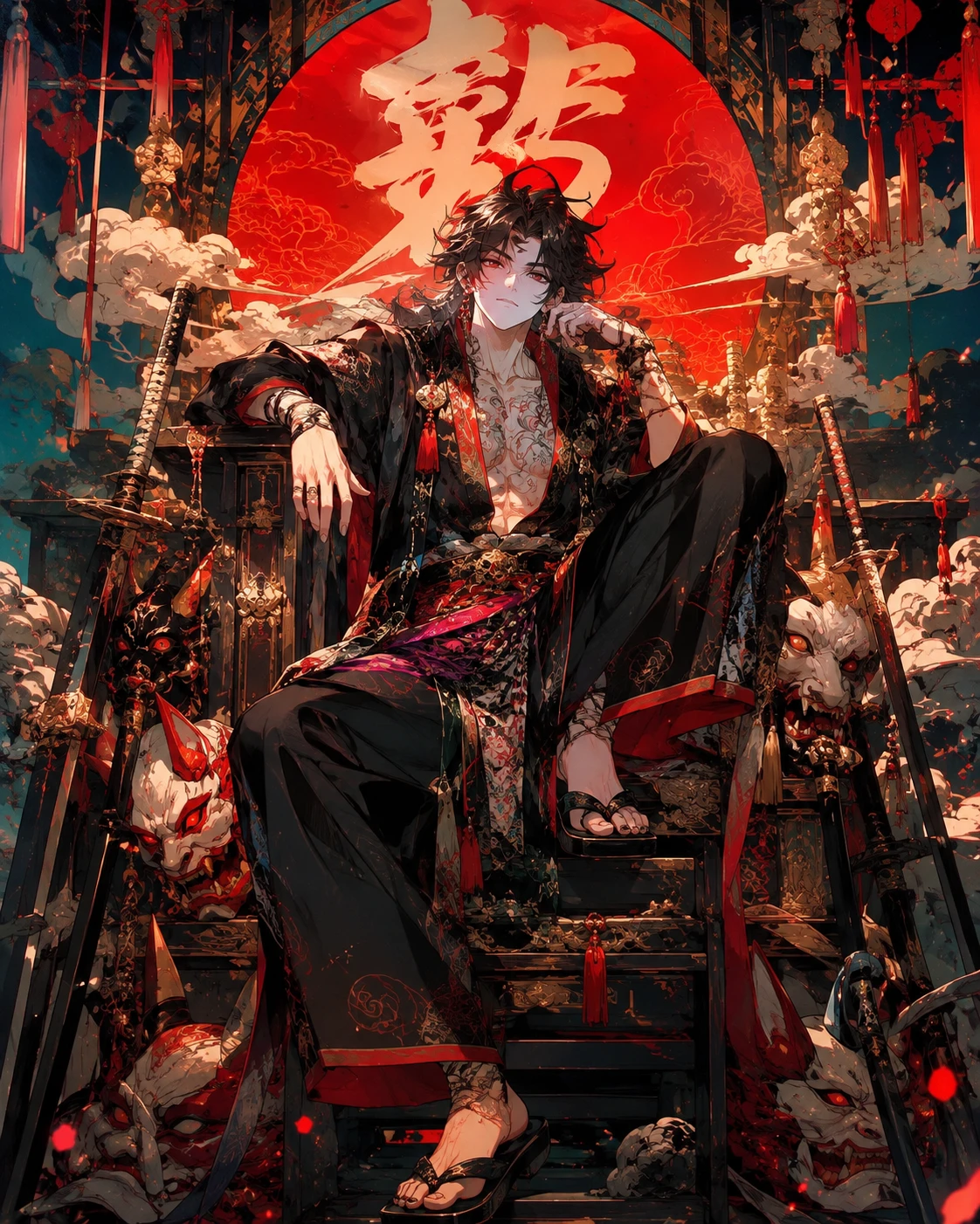Vibrant anime girl in a theatrical centered composition