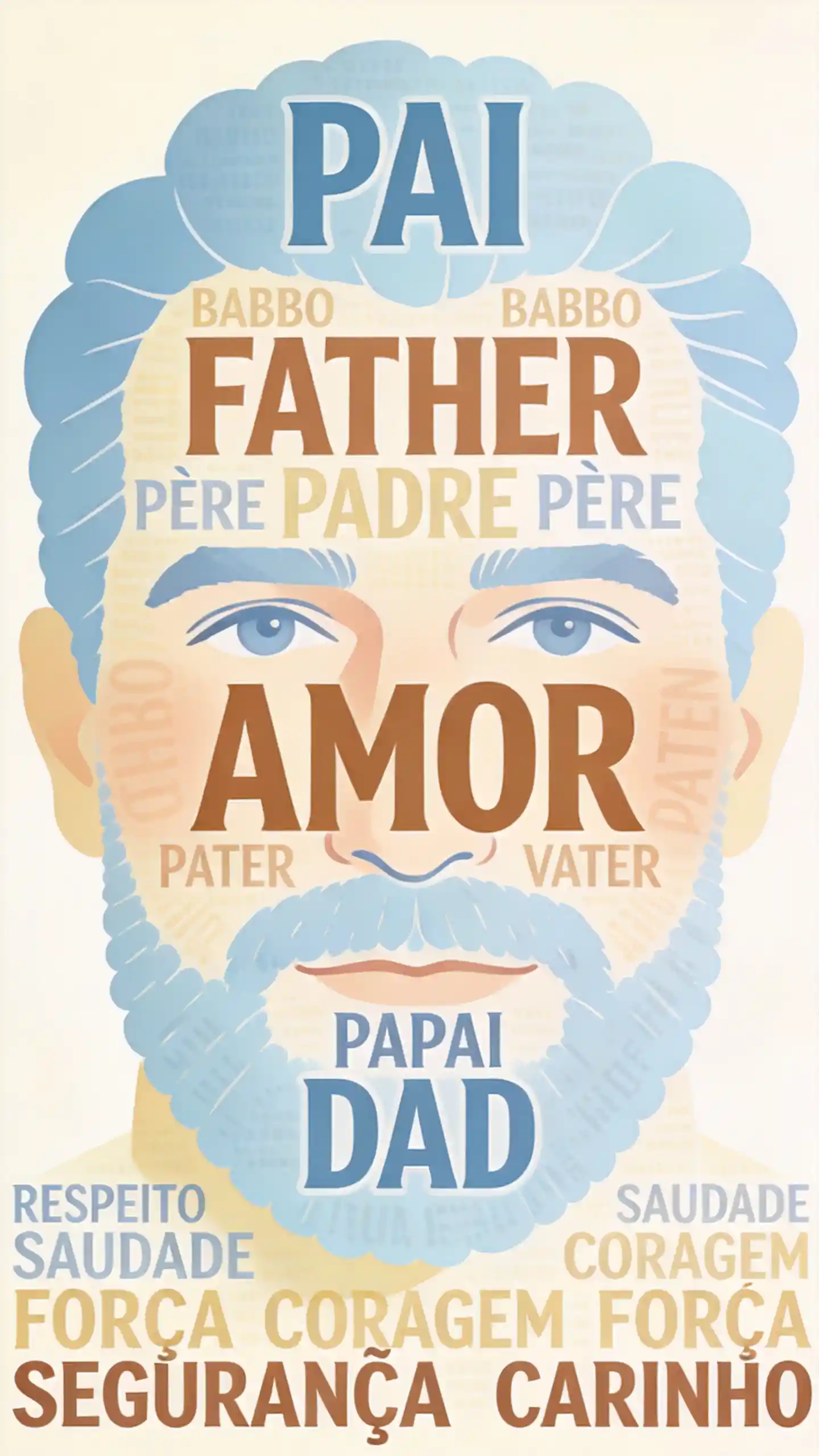 Word cloud portrait of a father created with family words