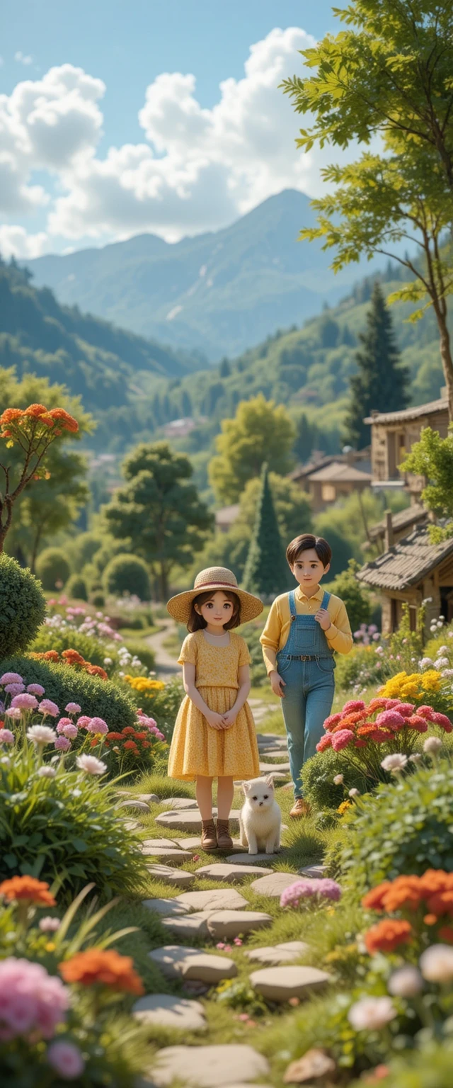 Wholesome characters in a colorful miniature landscape