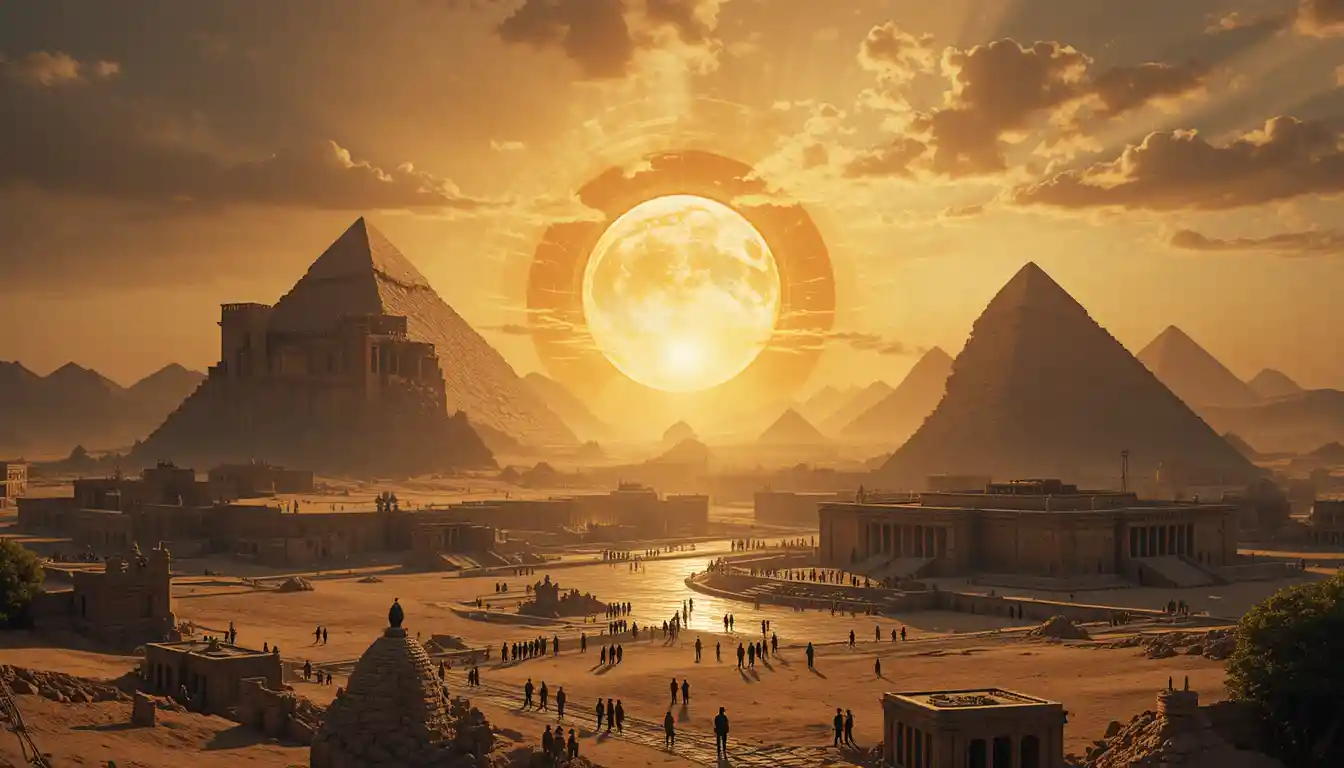 Facebook group cover with pyramids on an eternal horizon