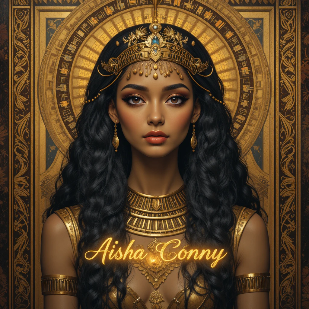 Art Deco pop surrealism with ancient Egyptian motifs
