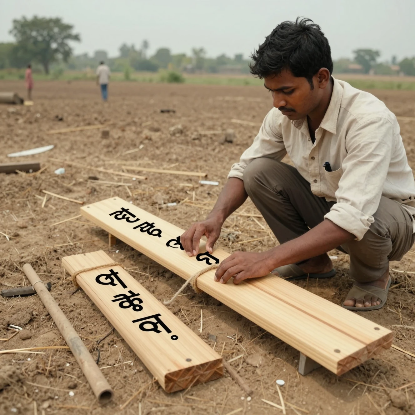 Honest village farmer walking along a rural path
