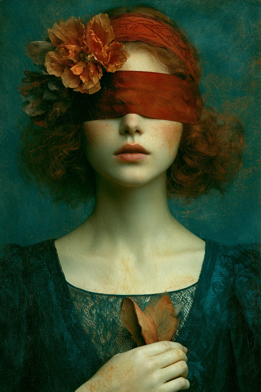 Colorful surreal figure in a melancholic cinematic scene