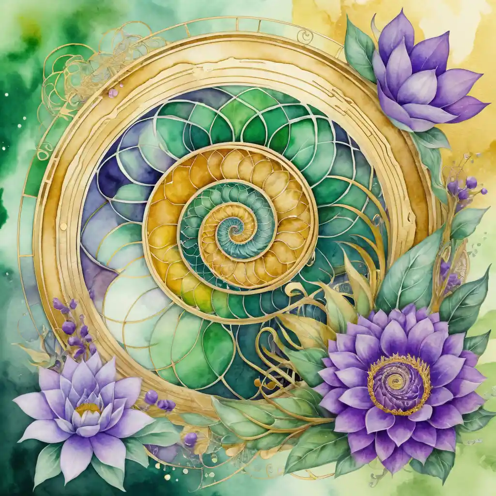 Donna fantasy circondata da energia floreale dorata e armonica
