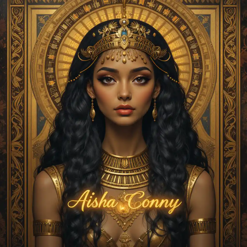 Art Deco pop surrealism with ancient Egyptian motifs