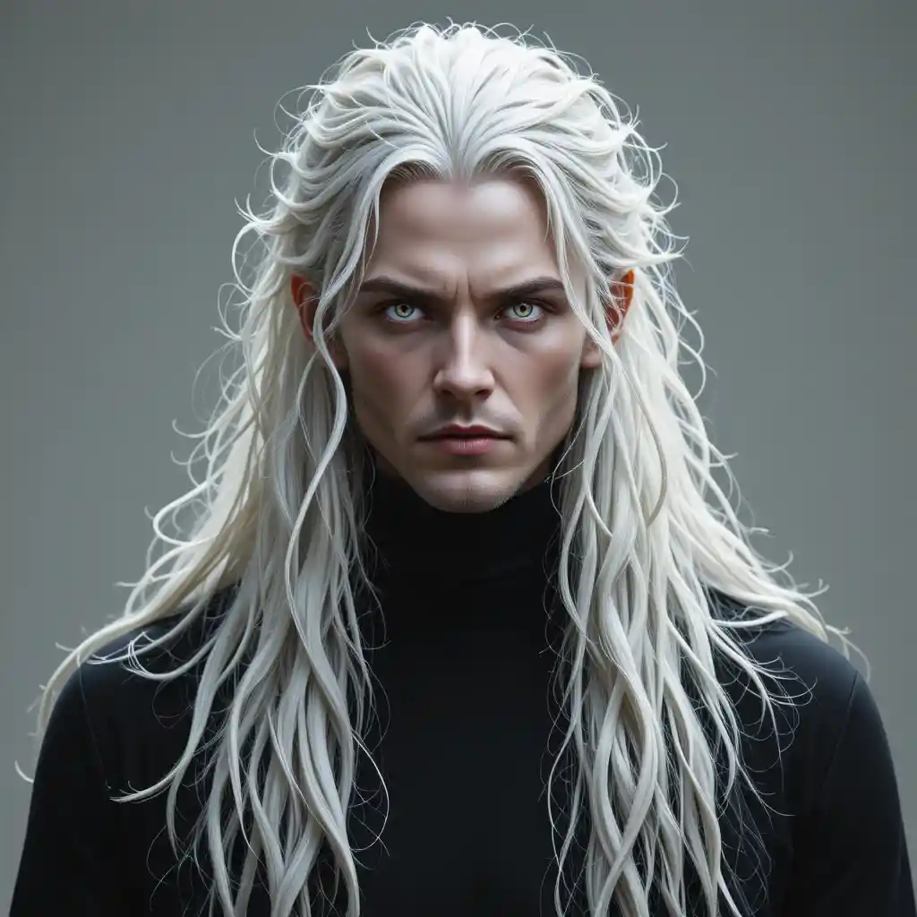 Pale Dark Lord With Unruly Hair And Piercing Blue Gray Eyes