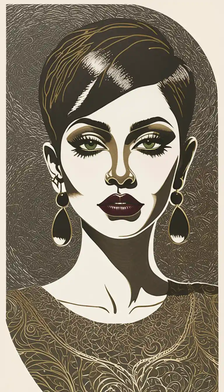 Surreal portrait of an elegant black woman in abstract cutout forms