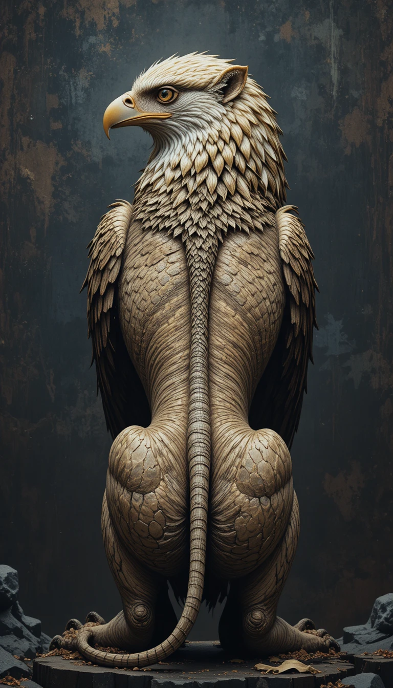Mythical chimera with lion body and eagle head