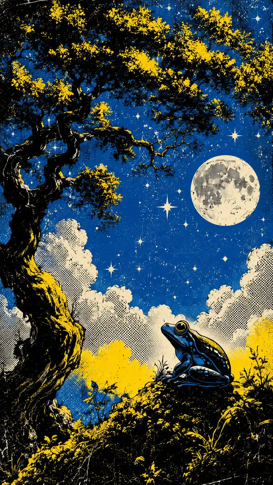 High contrast vintage superhero poster with bold diagonal layout
