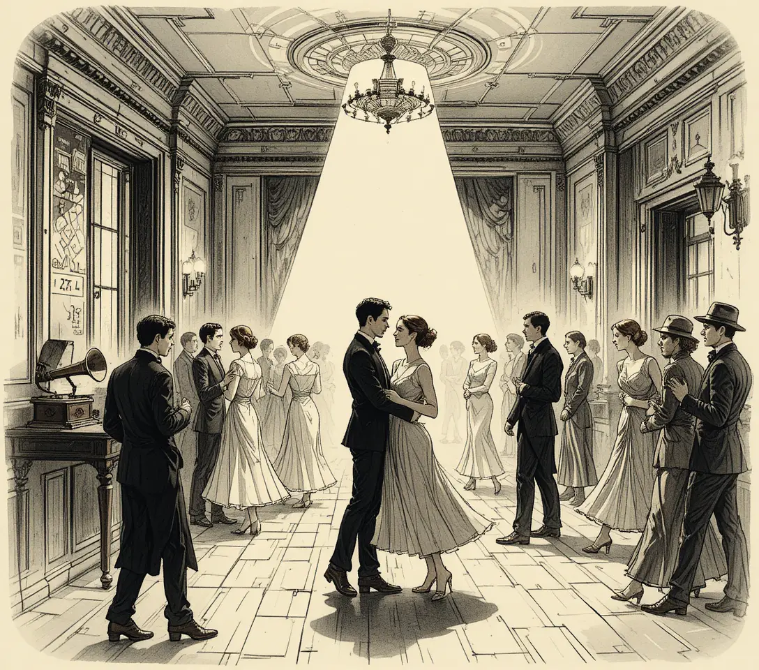 Young couples waltzing in a secret Montparnasse dance hall