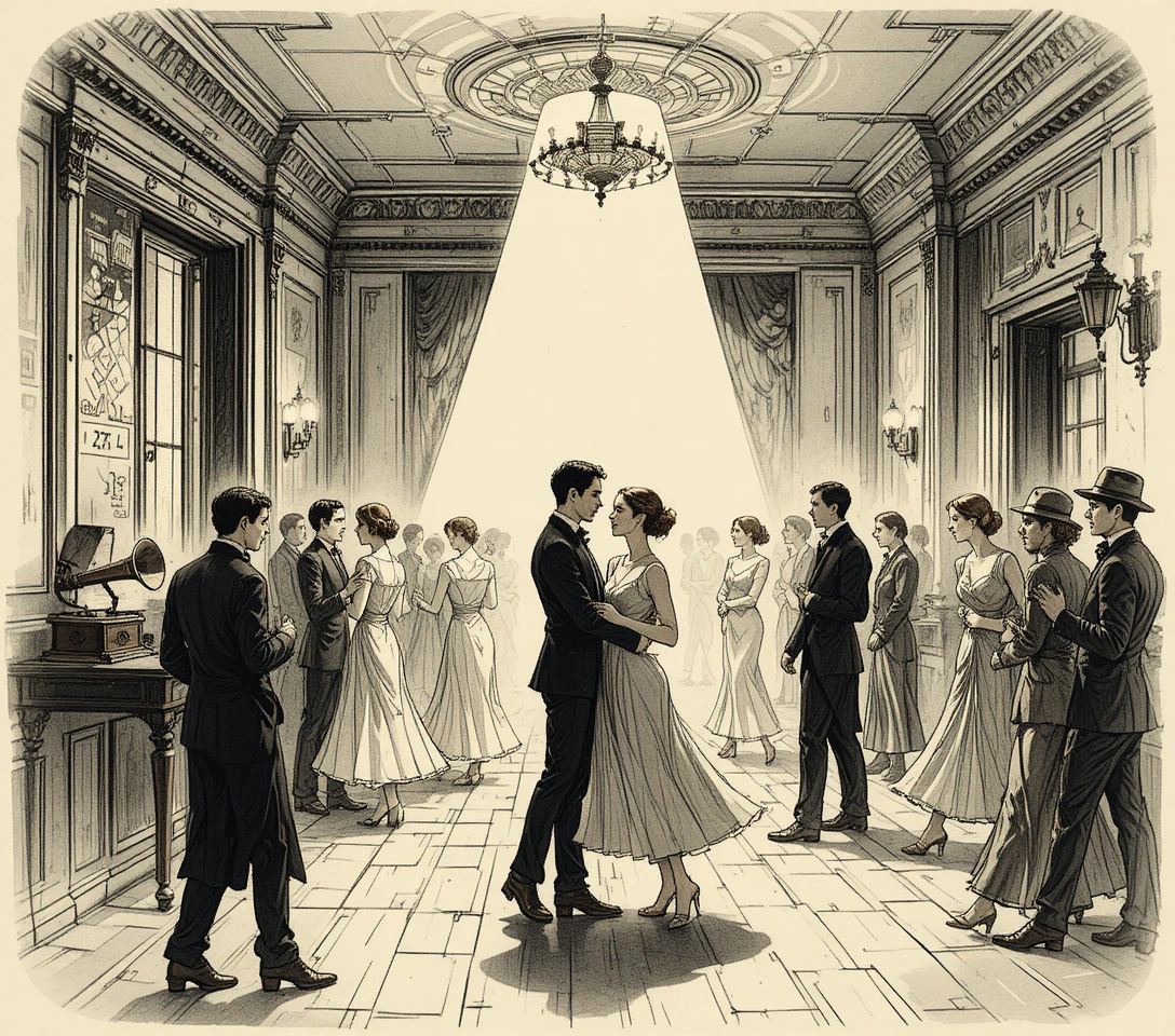 Young couples waltzing in a secret Montparnasse dance hall