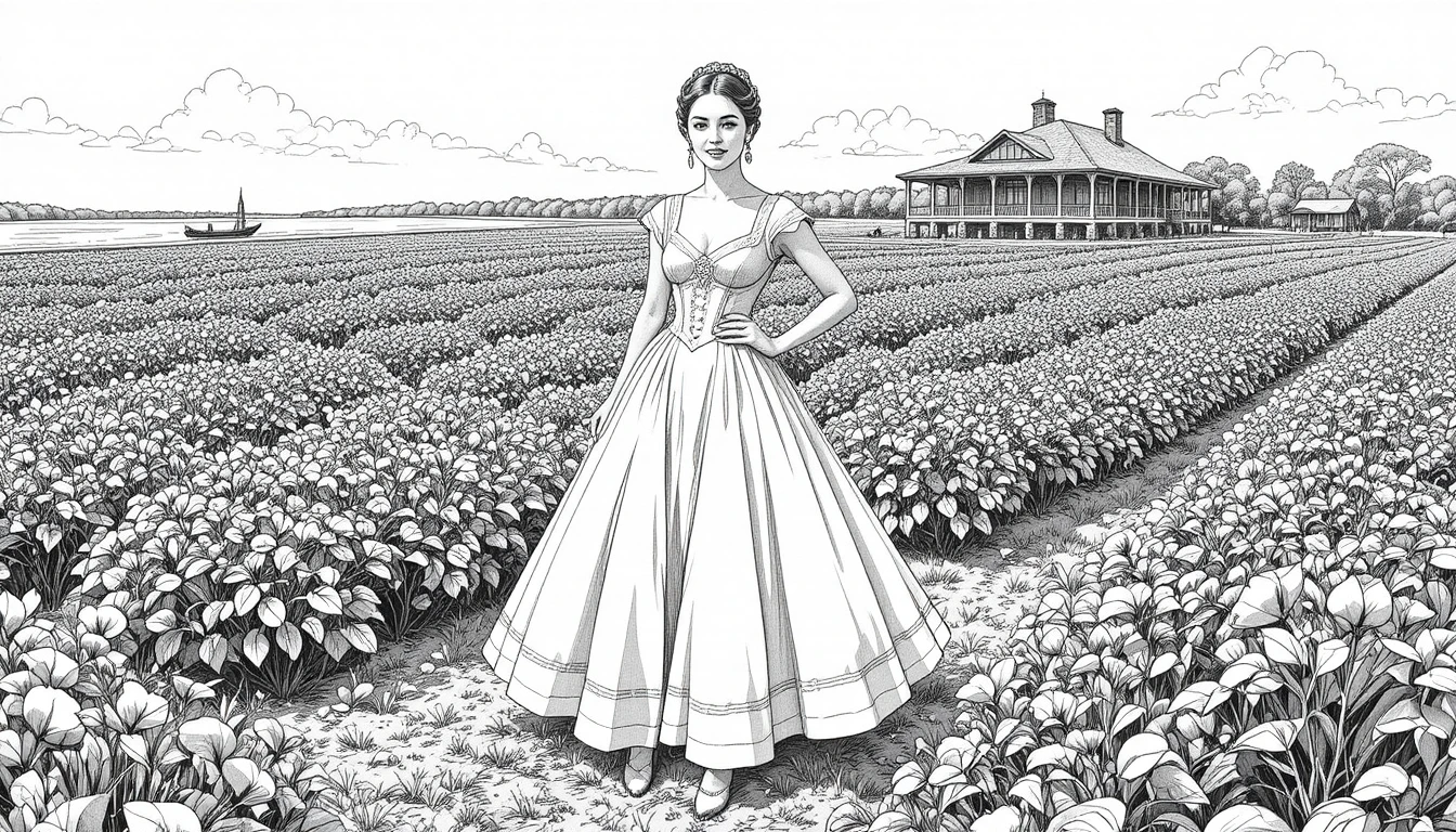Aerial view of a confident creole woman in white dress