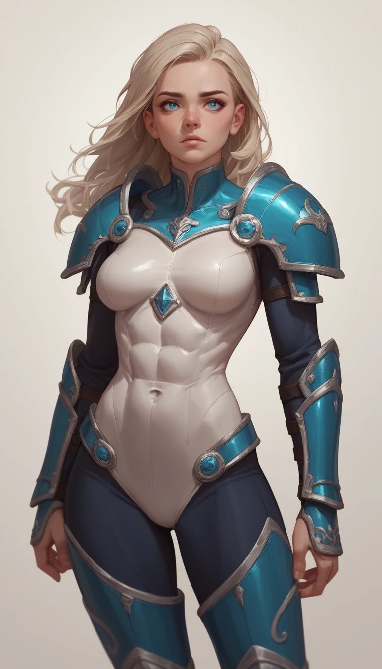 Confident anime heroine in sleek armored bodysuit