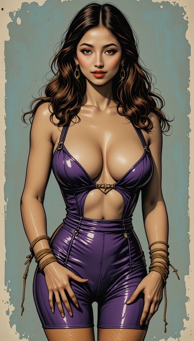 Glamorous comic style woman bound in close up view