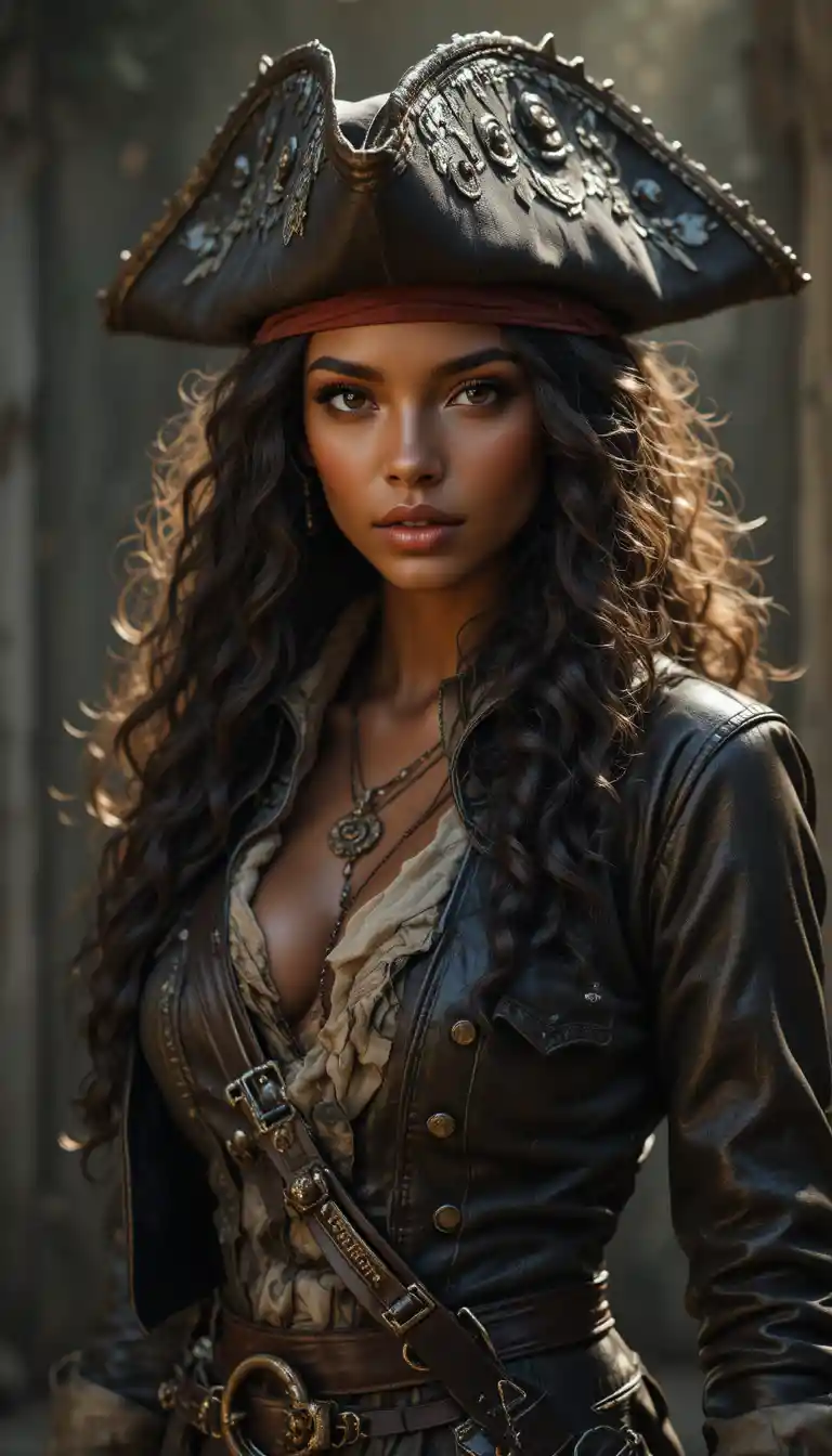 Confident African Female Pirate In Cinematic Fantasy Portrait