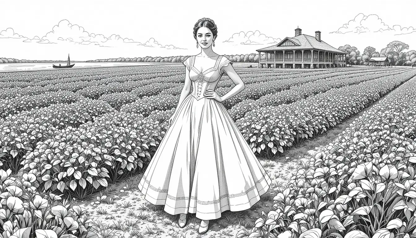 Aerial view of a confident creole woman in white dress