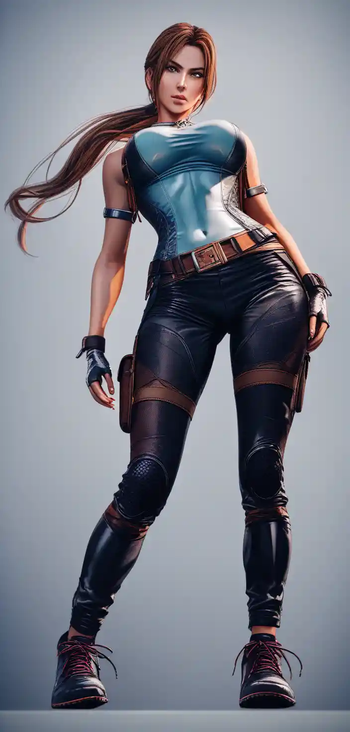 Full body 3D woman character in detailed adventure style
