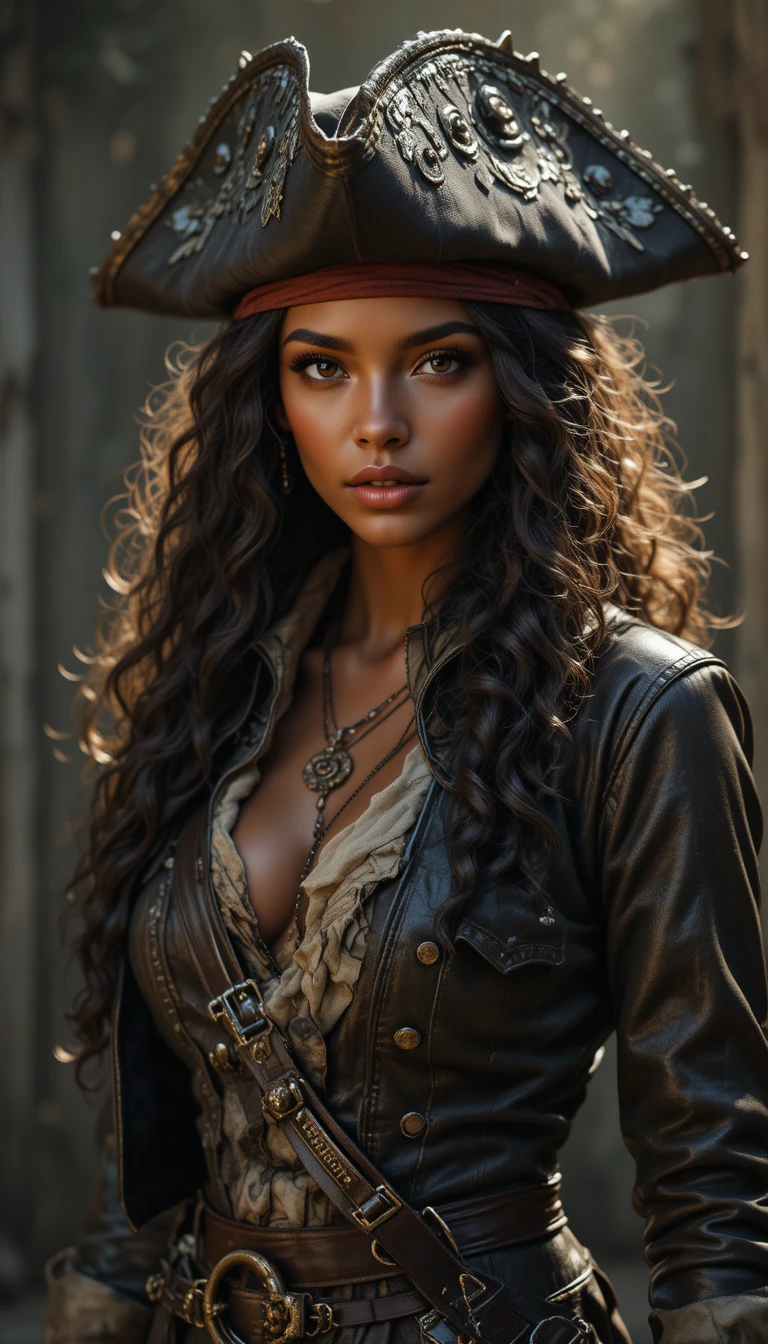 Confident African Female Pirate In Cinematic Fantasy Portrait
