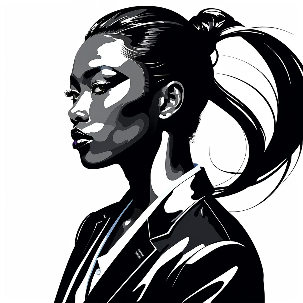 Ink fashion portrait of a man with intense expressive eyes