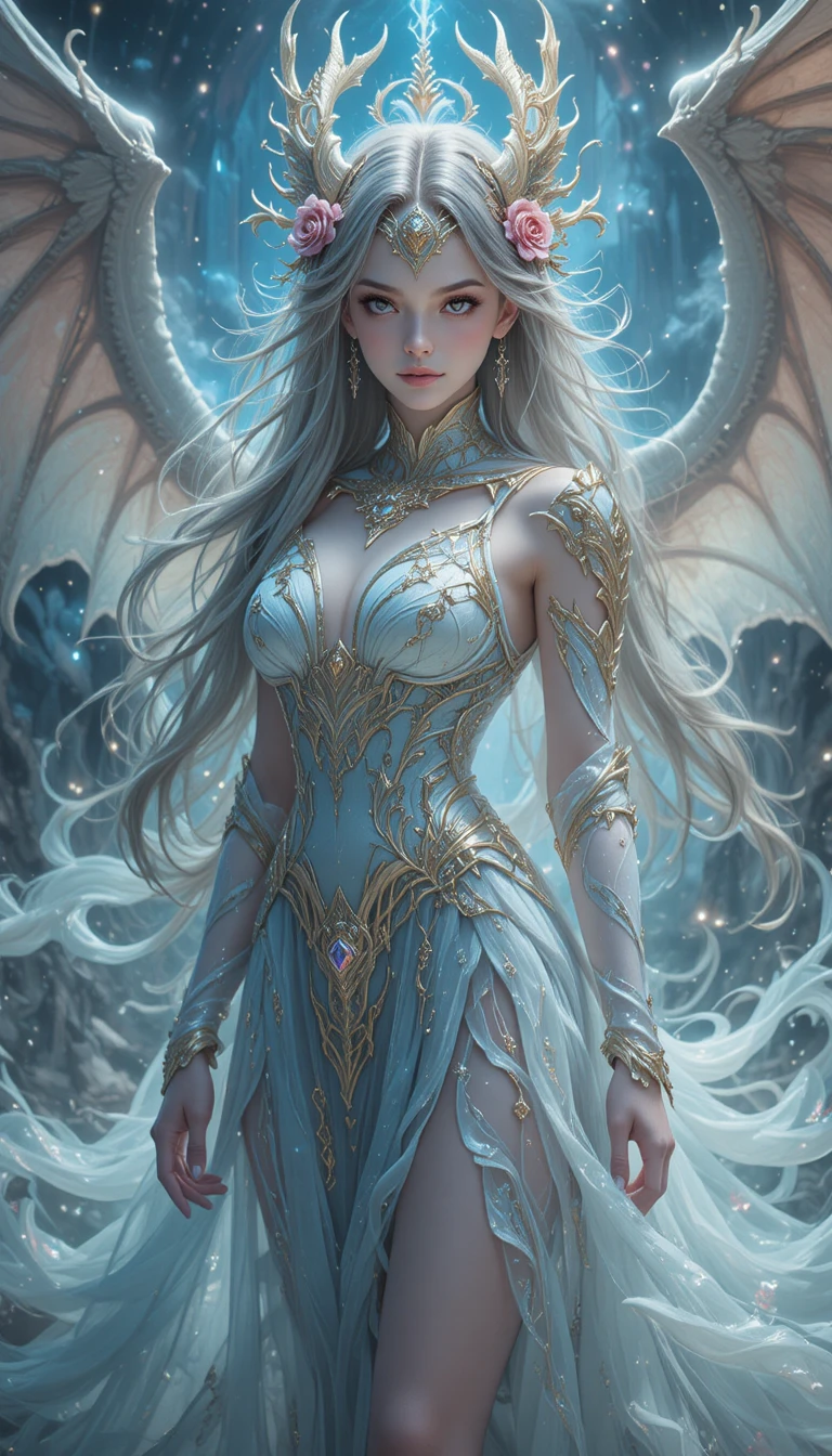 Anime dragon woman in a mystical fantasy universe