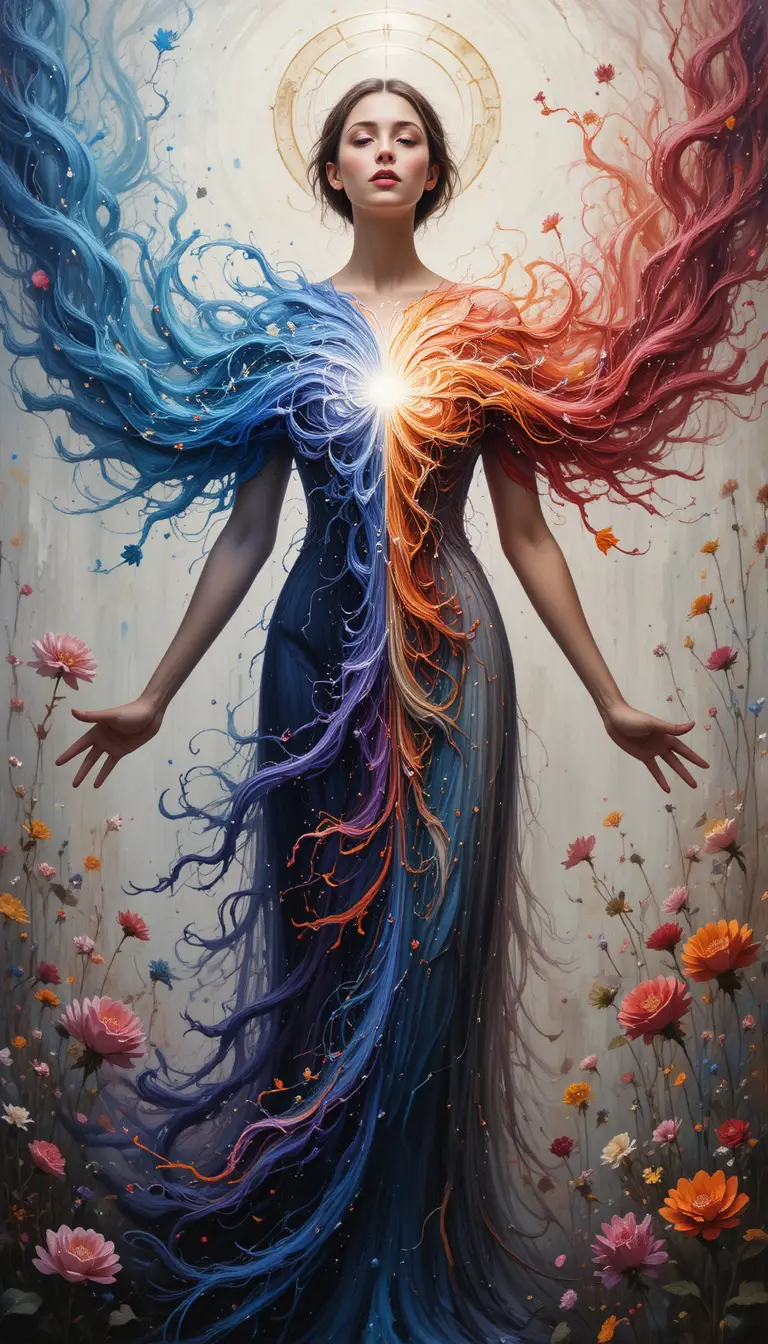 Red haired woman with glowing union of mind and heart
