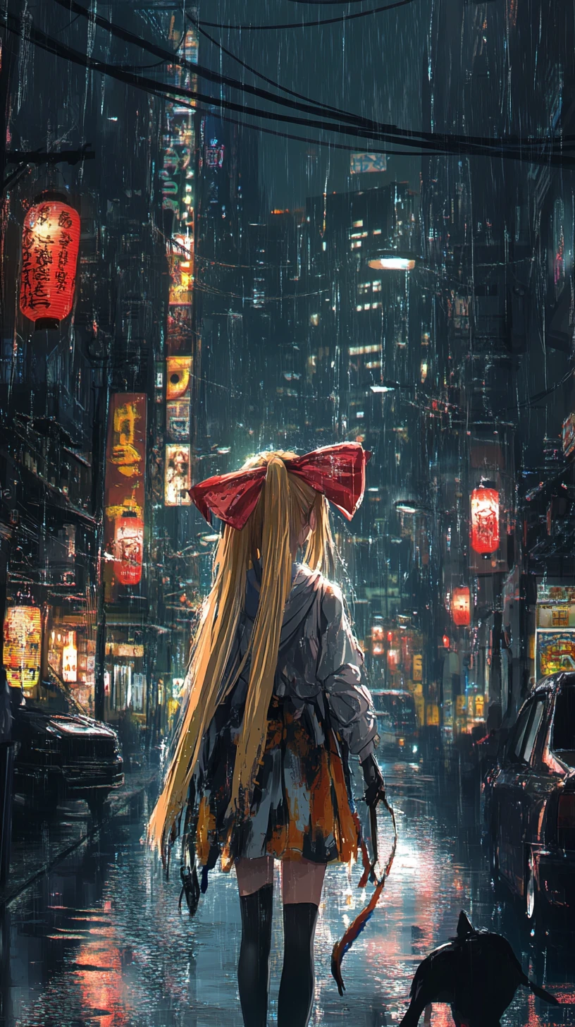 Anime girl in tactical outfit with long golden hair
