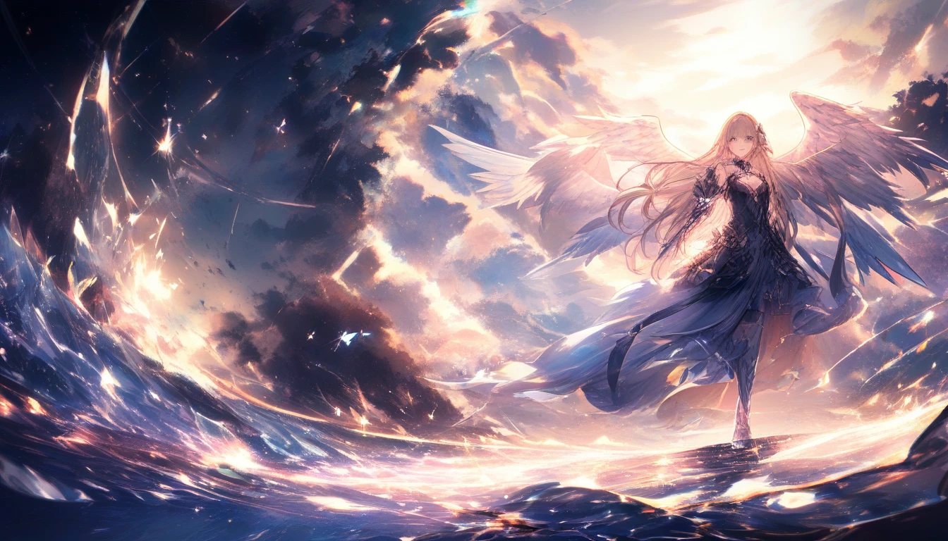 Angel Walking In Radiant Crystalline Light And Water