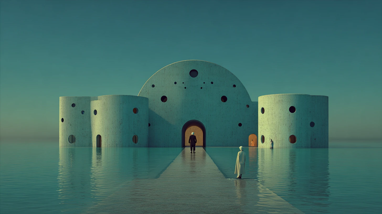 Surreal Drowned Library In A Mythic Underwater City