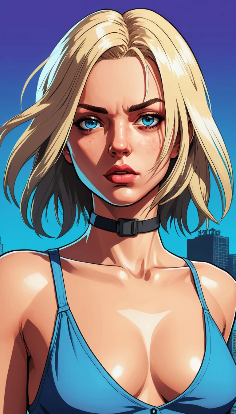 Platinum haired anime heroine bound in midair with torn bodysuit