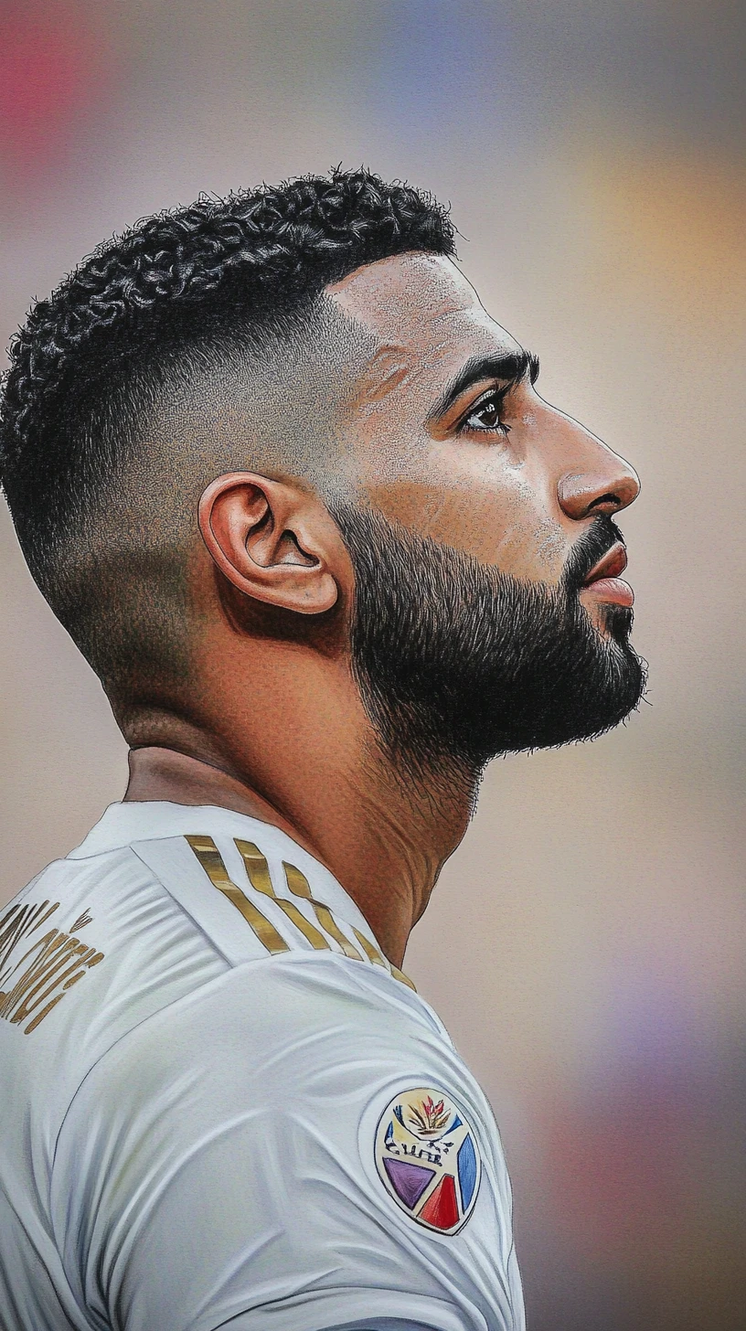 Colored pencil portrait of a soccer player balancing a ball
