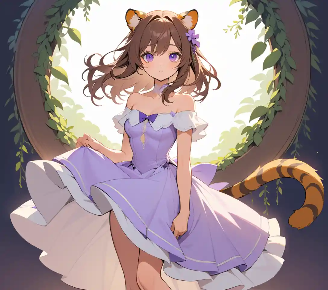 Elegant tiger eared woman with lavender and battle scars