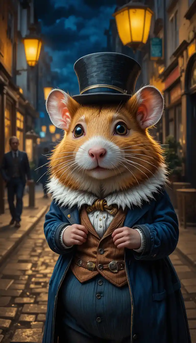 Cute hamster dressed as a Victorian gentleman on Regent Street