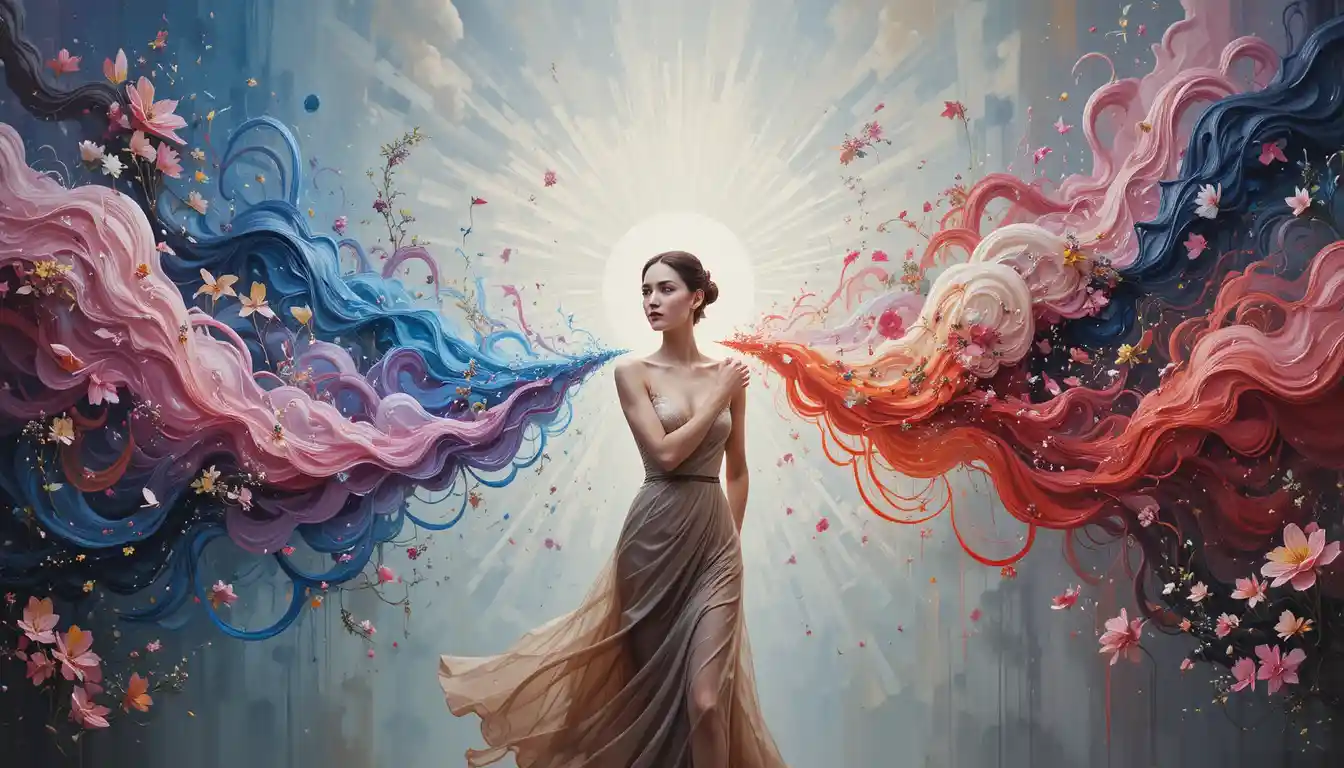 Red haired woman with merging mind and heart energies