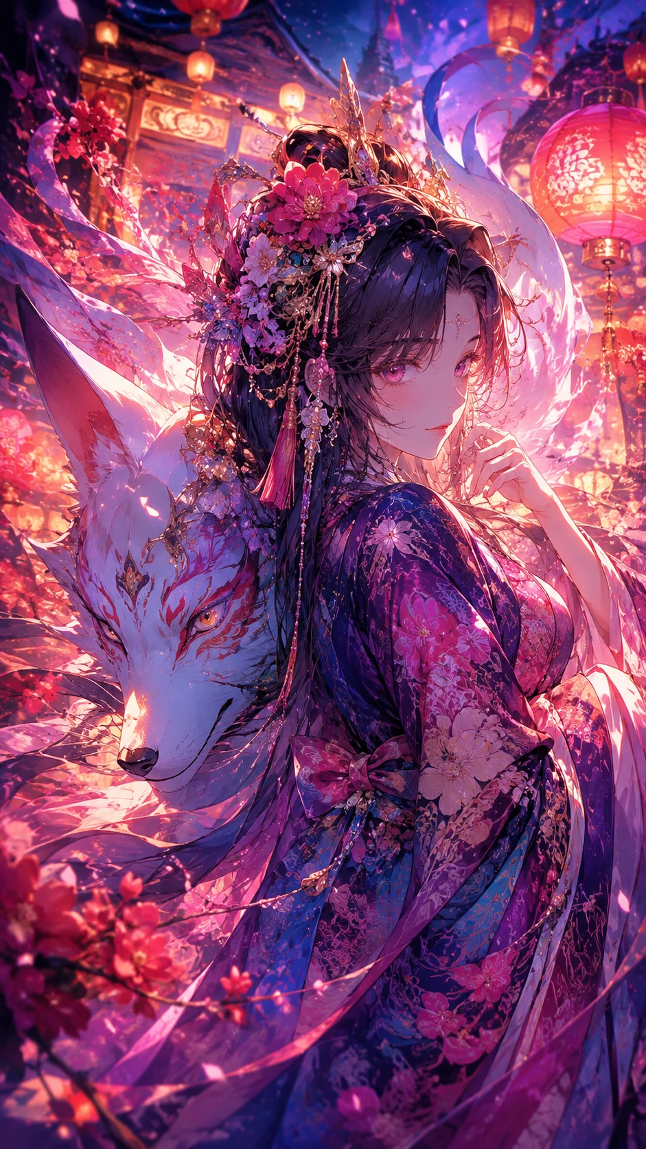Charming anime girl in vibrant theatrical illustration style