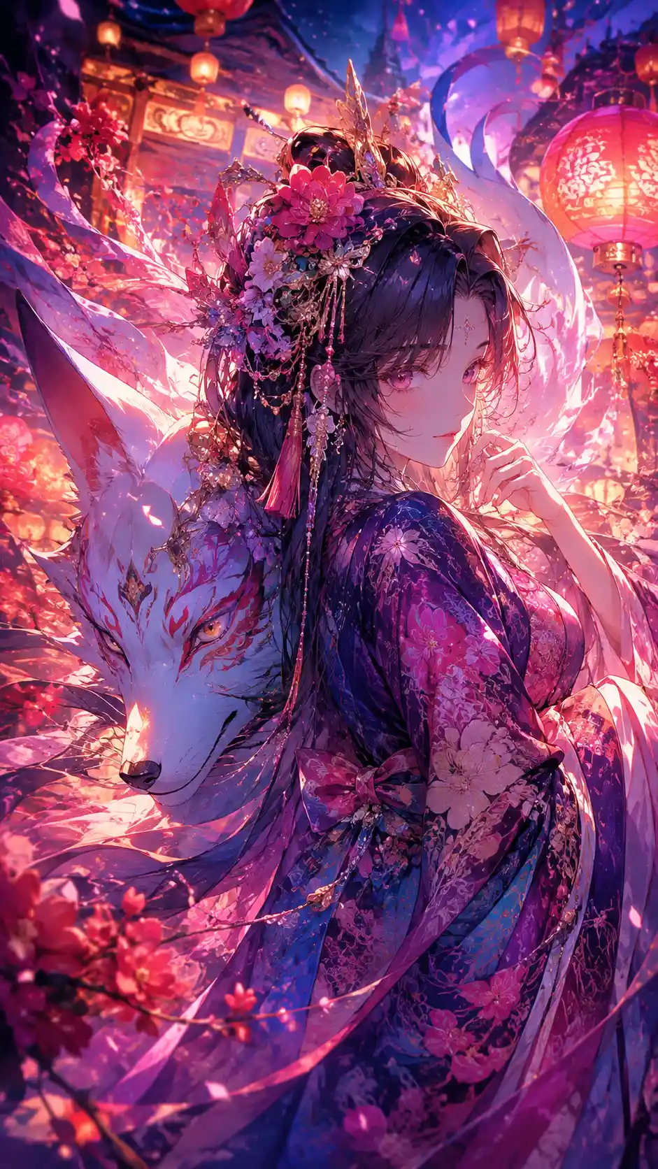 Charming anime girl in vibrant theatrical illustration style